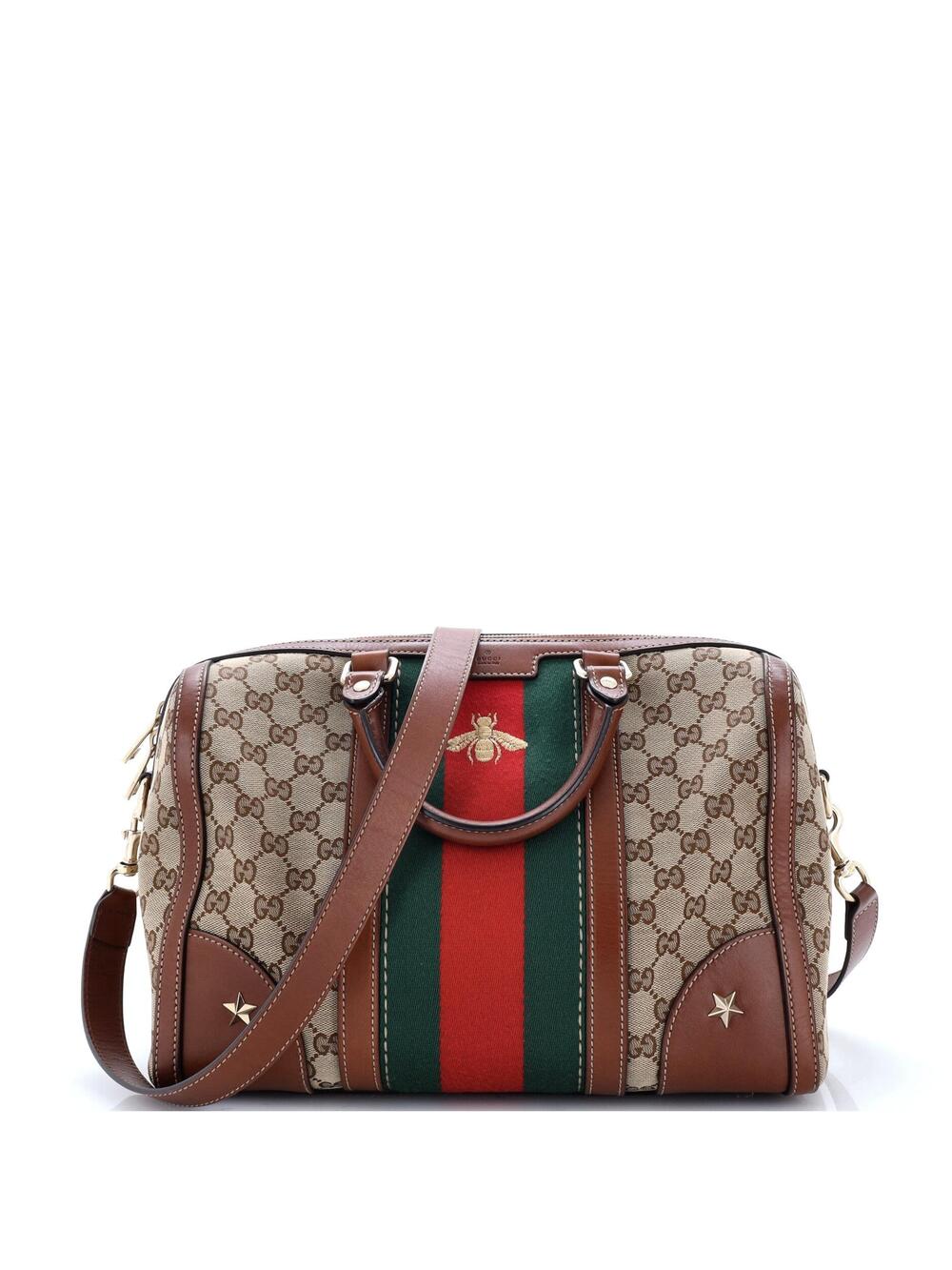 Gucci Vintage Bee Web Boston Bag Gg #294739G17B